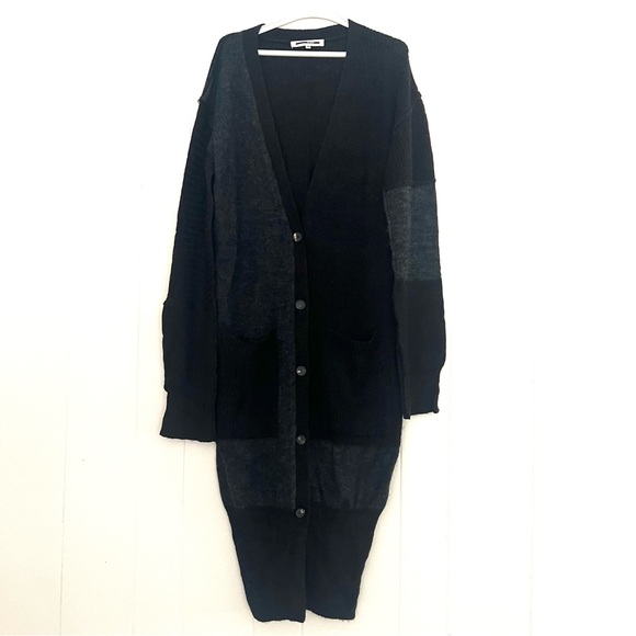 MCQ by Alexander McQueen Long Patchwork Duster Cardigan Size Xs - Black/Charcoal - Picture 6 of 10